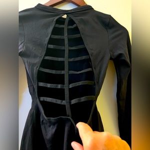 Black Bodysuit with Long Sleeves & Cutout Back